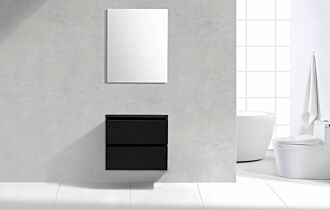 Badkamermeubel Generation Deep Black 60 cm Quartz Classic greeplijst aluminium mat zwart zonder Standaard Spiegel zonder kraangaten