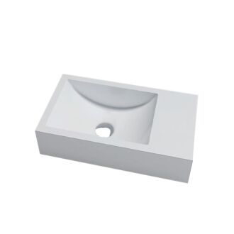 Solid Surface Fontein Recto 40x22x10 cm Kraangat Zijde Rechts Zonder Kraangat