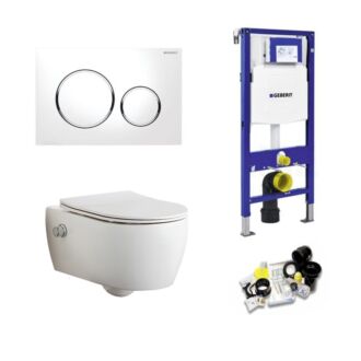 Geberit UP320 Toiletset Sani Royal Easy Flush Slim met Bidet Rimfree 55 cm Sigma 20 chroom/wit