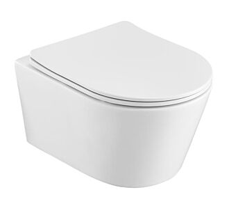 Sani Royal Hangend Toilet Wandcloset Easy Flush Slim Rimfree Compact 49 cm Easy Flush met Platte Softclose Zitting